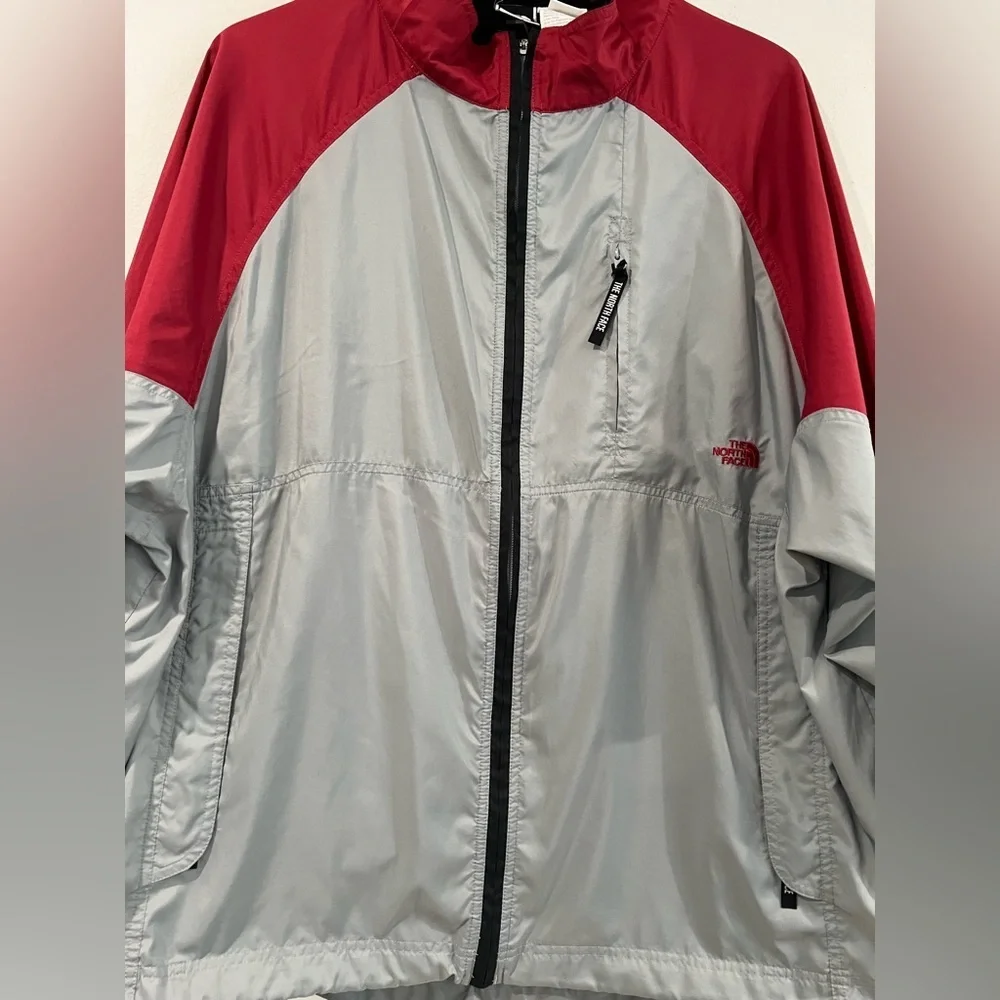 The North Face Men's Windbreaker Jacket Burgandy Gray XXL